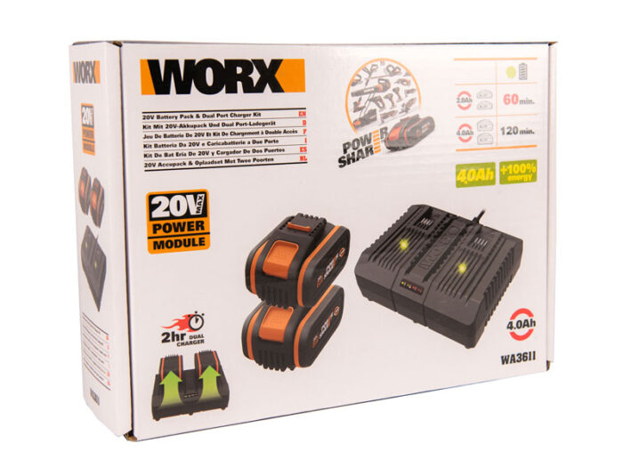 Комплект: Двойное Зарядное устройство WORX WA3883 + 2 АКБ 4.0 А/ч — изображение 4